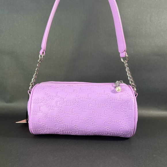 Juicy Couture String Of Pearls Roll Bag Violet Tulle - Rhinestone logo - Picture 2 of 8
